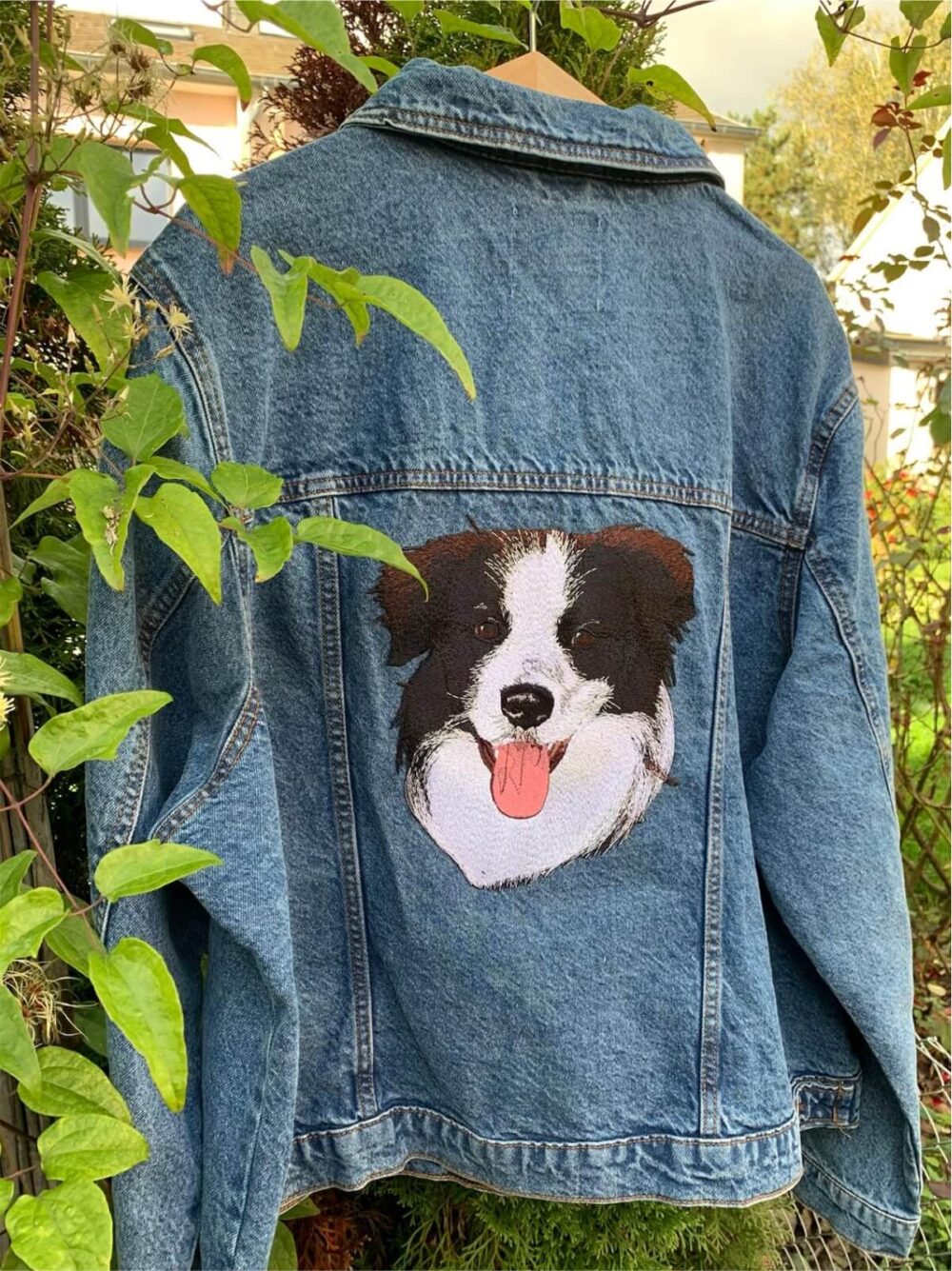 Custom Large Pet Portrait Embroidered Denim Jacket - Image 5