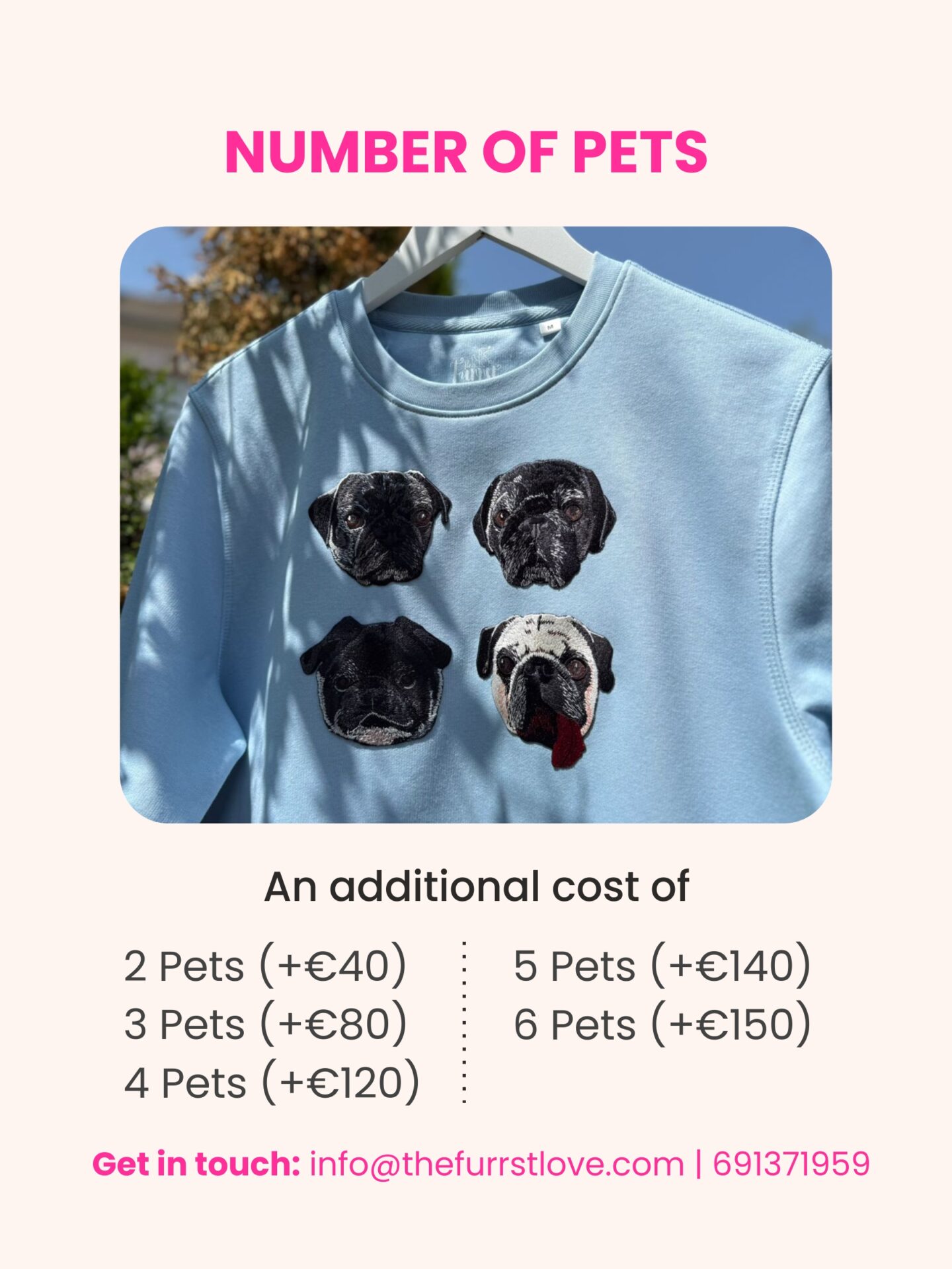 Custom Embroidered Pet Portrait T-shirt - Image 4