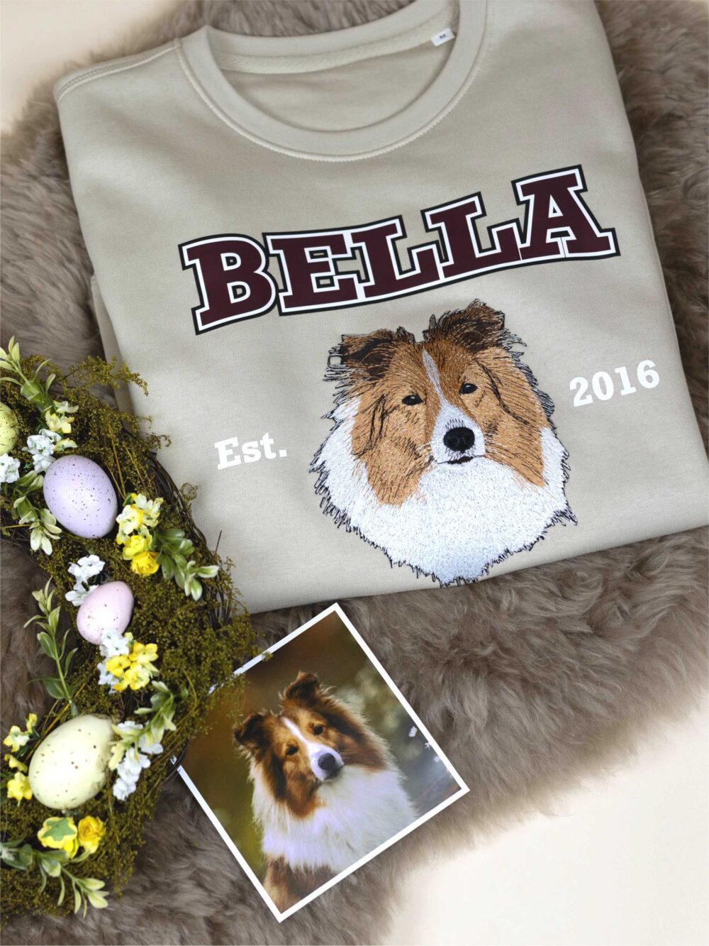 Custom Pet Portrait Embroidered Sweatshirt With Name